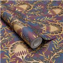 Eijffinger|Moderne ethnische Tapete violett und gold mit Blumen|Blumen
