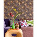Eijffinger|Moderne ethnische Tapete violett und gold mit Blumen|Blumen