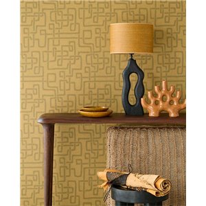 Casadeco|Papier peint uni orange, effet textile denim|Papier Peint 2