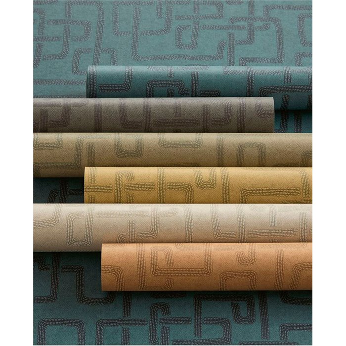 Eijffinger|Modern ethnic Kuba cloth wallpaper in terracotta orange|Ethnic