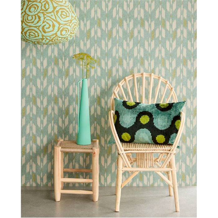 Eijffinger|Papel pintado ikat verde pastel étnico moderno|Étnico