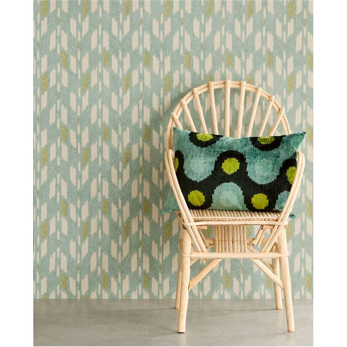 Eijffinger|Papel pintado ikat verde pastel étnico moderno|Étnico