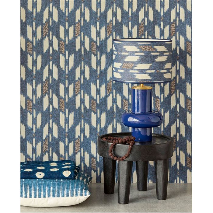 Papel pintado ikat azul étnico moderno - Eijffinger Solange 340245