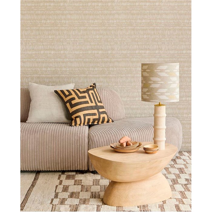 Eijffinger|Moderne ethnische Rafia-Batik-Tapete beige|Raffiaimitation