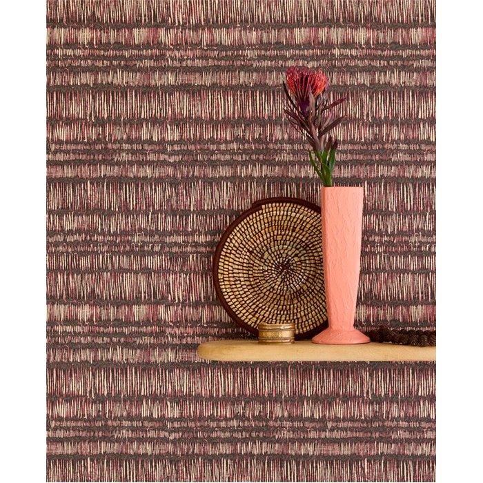 Eijffinger|Moderne ethnische Rafia-Batik-Tapete rot|Raffiaimitation