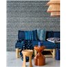 Eijffinger|Moderne ethnische Rafia-Batik-Tapete blau|Raffiaimitation