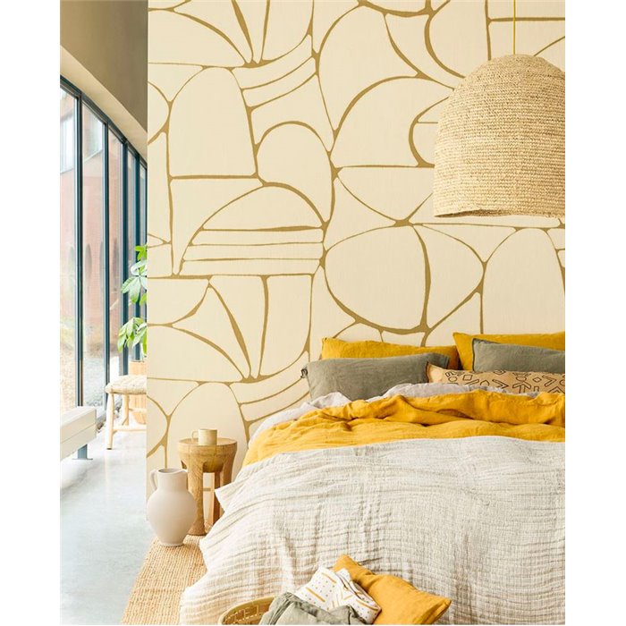 Eijffinger|Mural pared formas dibujadas a mano beige ocre|Murales de Pared