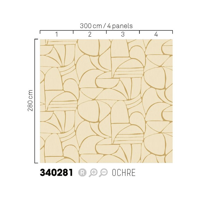 Eijffinger|Papier peint panoramique formes dessinées à la main beige ocre|Panoramiques
