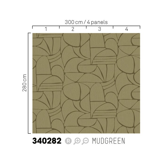 Eijffinger|Mural pared formas dibujadas a mano verde caqui|Murales de Pared