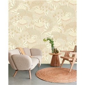 Eijffinger|Papier peint panoramique palmiers et feuilles tropicales beige ocre|Panoramiques 2