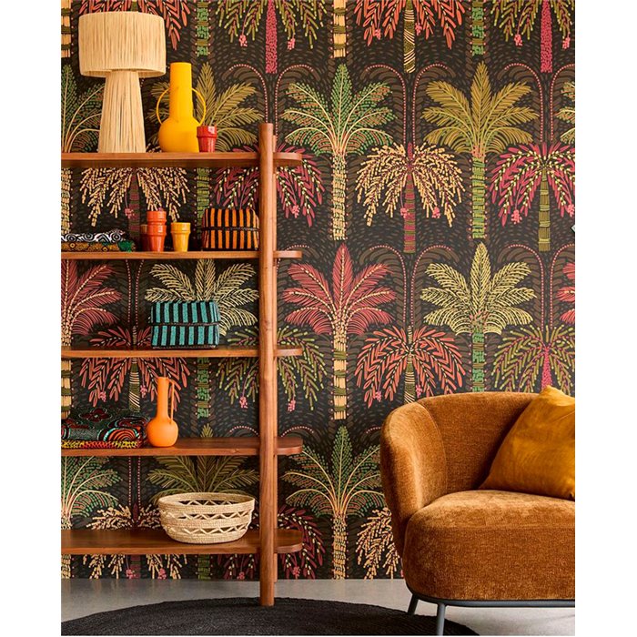 Eijffinger|Papier peint panoramique palmiers et feuilles tropicales multicolores|Panoramiques