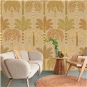 Eijffinger|Papier peint panoramique palmiers et feuilles tropicales beige ocre|Panoramiques