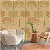 Eijffinger|Papier peint panoramique palmiers et feuilles tropicales beige ocre|Panoramiques