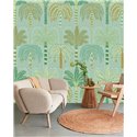 Eijffinger|Papier peint panoramique palmiers et feuilles tropicales vert clair|Panoramiques