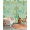Eijffinger|Papier peint panoramique palmiers et feuilles tropicales vert clair|Panoramiques