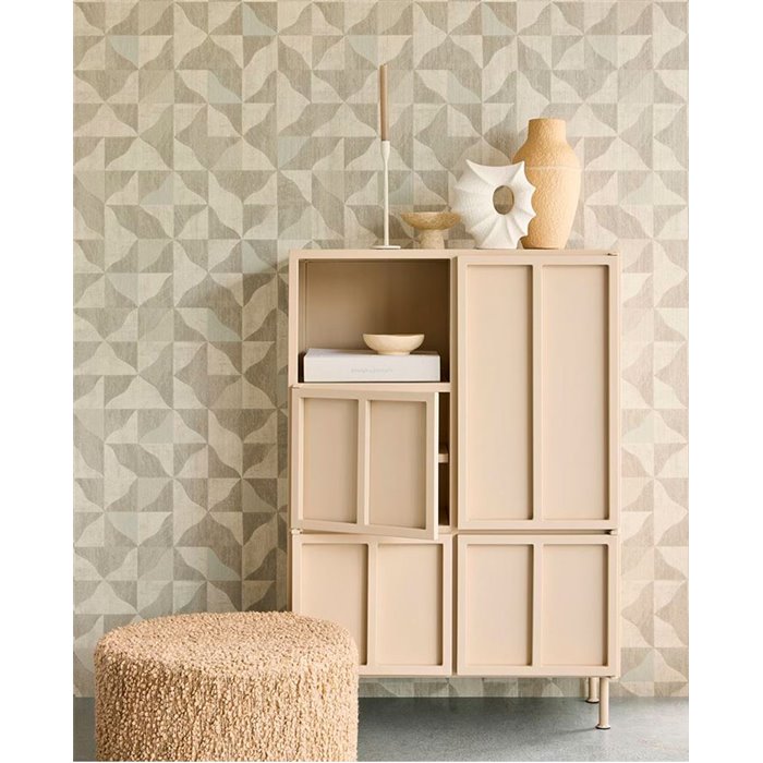 Eijffinger|Geometrische Tapete mit texturierten Formen beige|Geometrisch