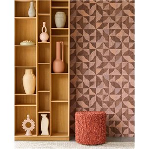 Eijffinger|Geometric wallpaper with textured shapes in brown ethnic style|Ethnic 2