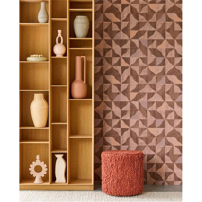 Eijffinger|Geometrische Tapete mit texturierten Formen rosabraun ethnisch|Ethnisch