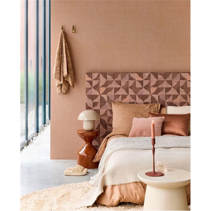 Eijffinger|Geometric wallpaper with textured shapes in pink brown ethnic style|Ethnic
