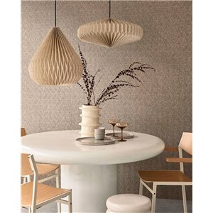 Casamance|Wallpaper linen green with embroidered leaves|Wallpaper 2