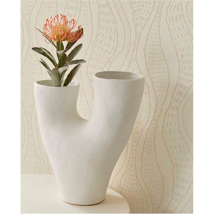 Eijffinger|Papel pintado ondas en relieve blanco romántico|Romántico