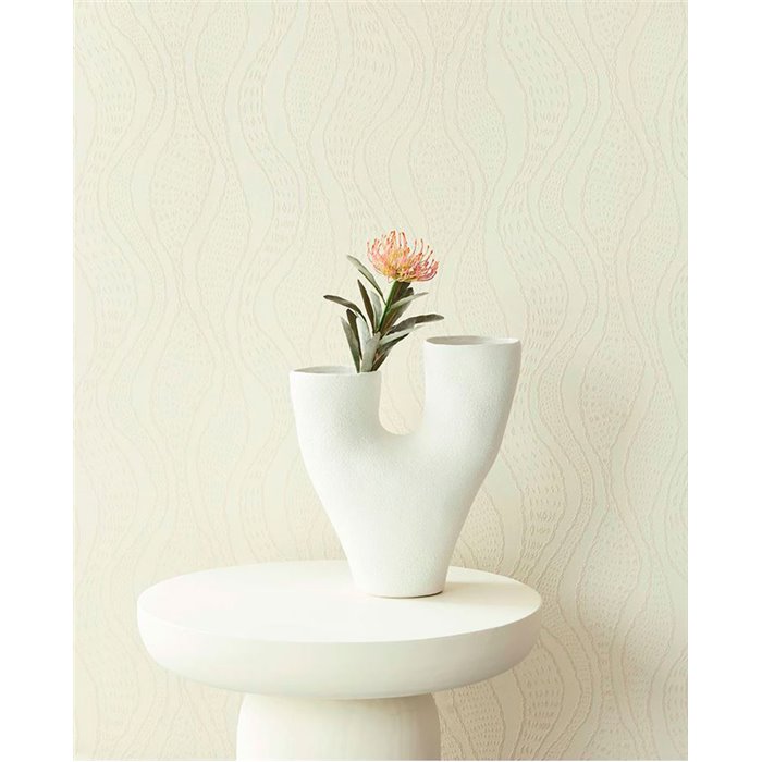 Eijffinger|Papel pintado ondas en relieve blanco romántico|Romántico