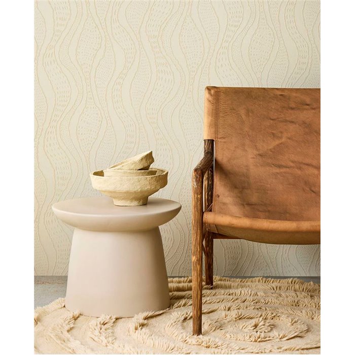 Eijffinger|Scandinavian off-white embossed wave wallpaper|Wallpaper