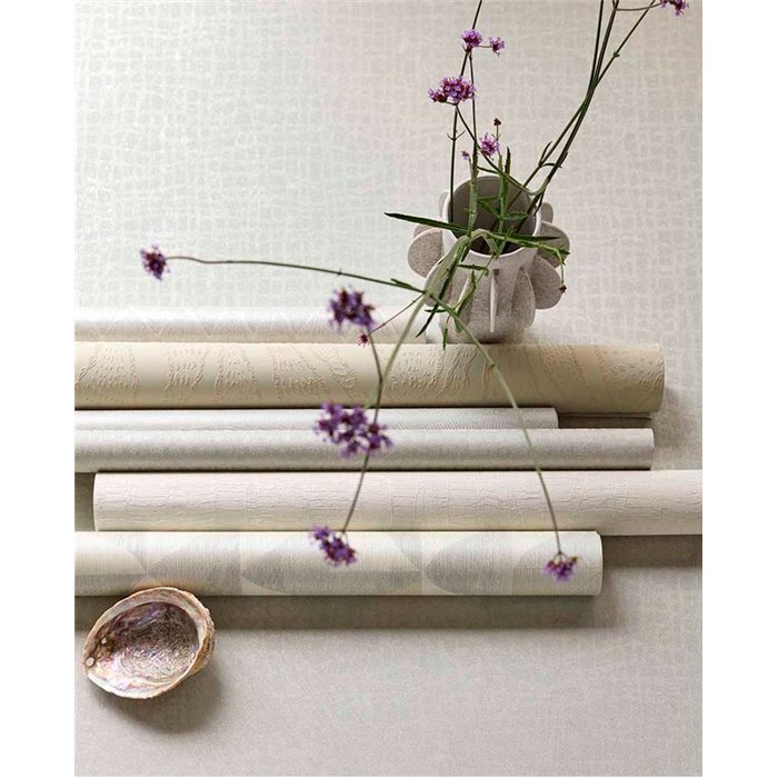 Eijffinger|Skandinavische Tapete mit Wellen Relief in Offwhite|Tapeten