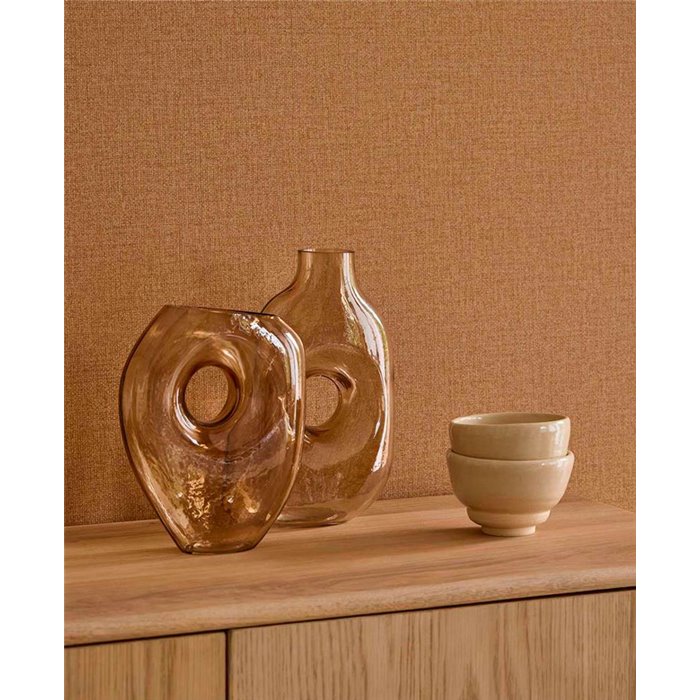 Papel pintado efecto lino beige camel atemporal - Eijffinger Linen Look 340631