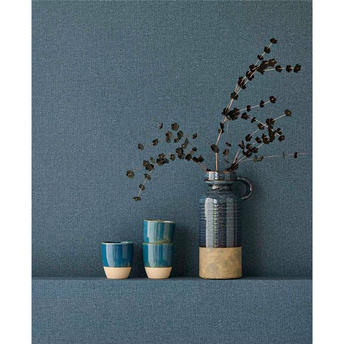 Eijffinger|Papier peint intemporel effet lin bleu denim|Imitation Tissu