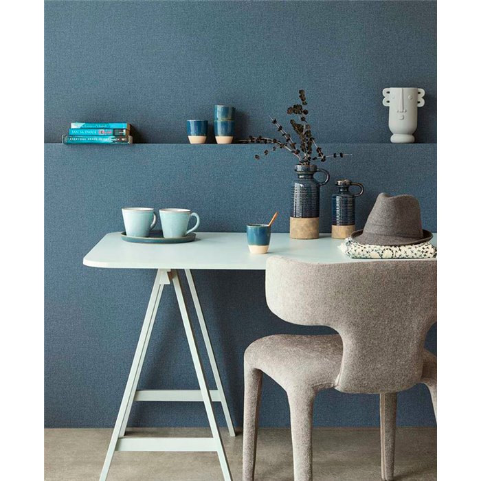 Eijffinger|Papier peint intemporel effet lin bleu denim|Imitation Tissu