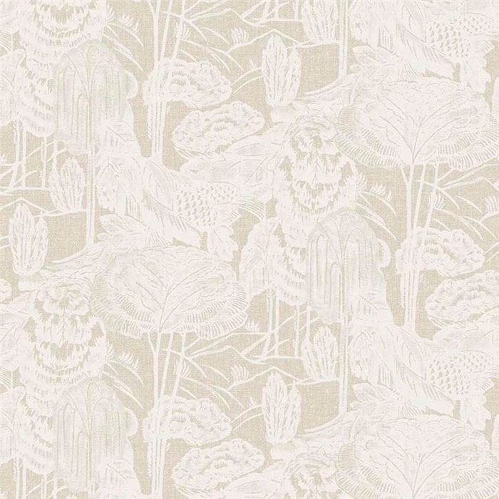 Papel pintado toile de jouy lino blanco beige estilo natural contemporáneo - Eijffinger Groovy 340540
