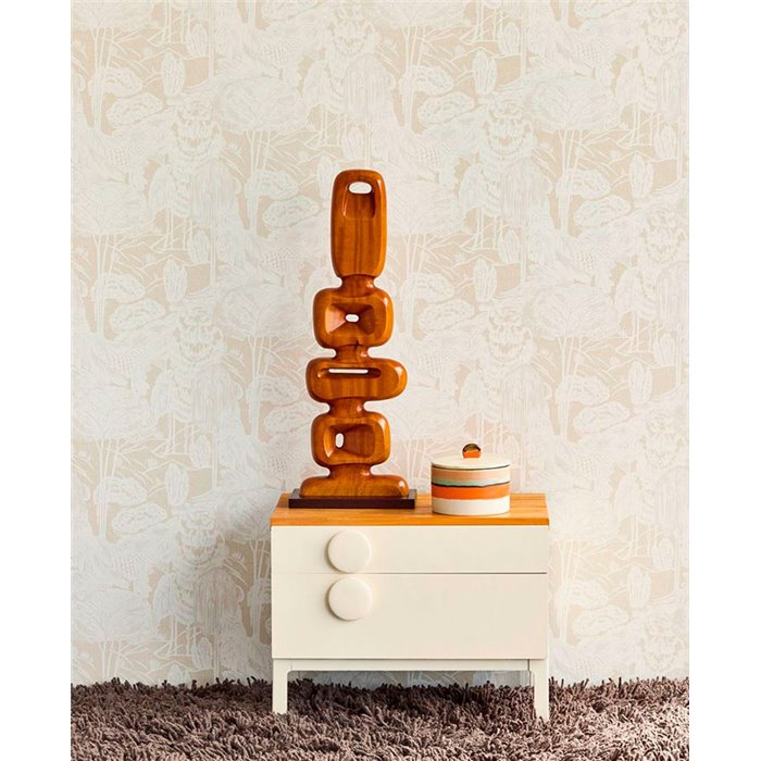 Eijffinger|Natural contemporary style beige-white linen toile de Jouy wallpaper|Fabric Imitation