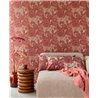 Eijffinger|Papier peint ethnique toile de Jouy en lin rouge|Floral