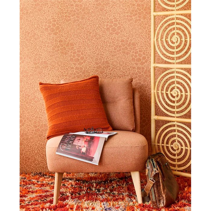 Eijffinger|Romantic style orange burlap floral wallpaper|Floral