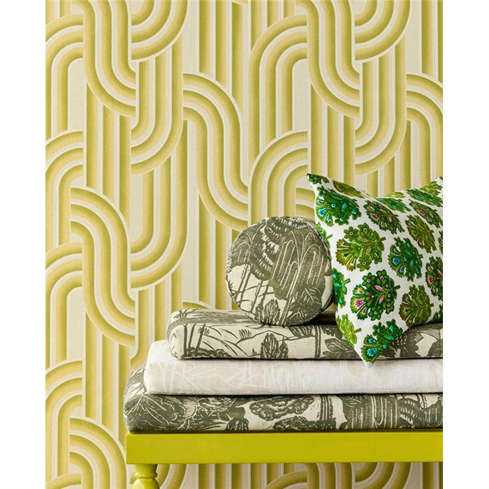 Eijffinger|Papel pintado formas entrelazadas verde estilo moderno|Papel Pintado