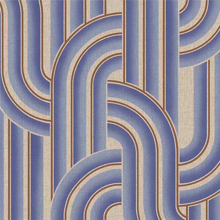 Eijffinger|Papel pintado formas entrelazadas azul estilo retro vintage|Retro