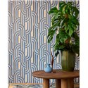 Eijffinger|Papel pintado formas entrelazadas azul estilo retro vintage|Retro