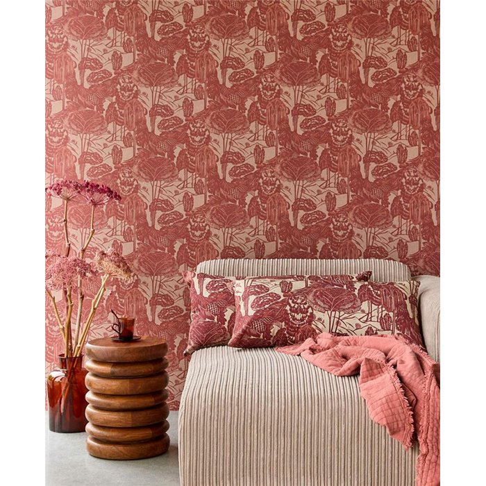 Eijffinger|Papel pintado toile de jouy lino beige estilo rústico moderno|Imitacion Tela