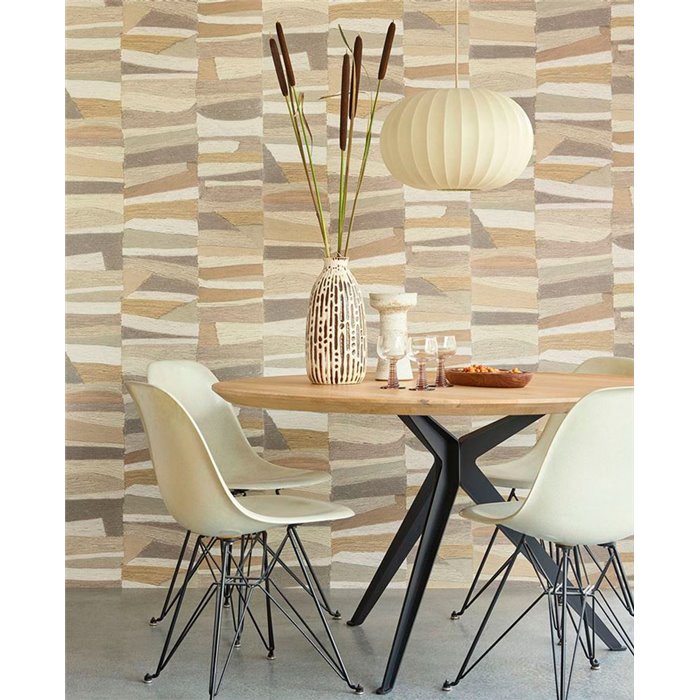 Eijffinger|Moderne Tapete Collage aus Textilschnüren in Grün|Modern