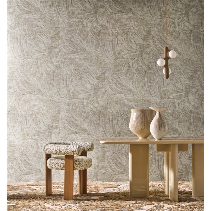 Casamance|Revêtements Muraux formes abstraites en mouvement grège ocre|Revêtements Muraux