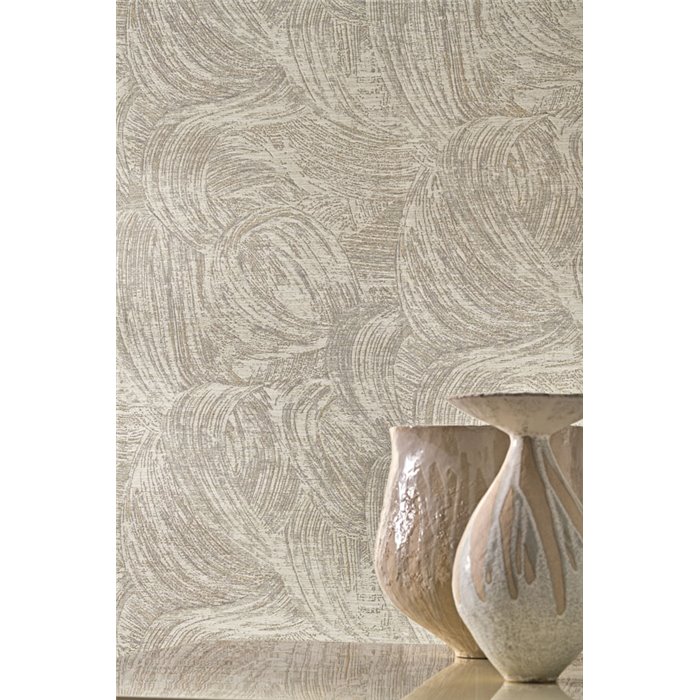 Casamance|Revêtements Muraux formes abstraites en mouvement grège ocre|Revêtements Muraux