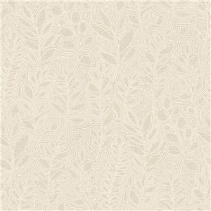 Casamance|Papel pintado lino marrón y rojo con hojas bordadas|Papel Pintado