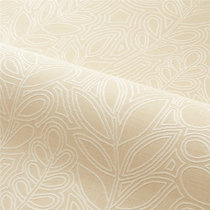 Casamance|Wallpaper linen white with embroidered leaves|Wallpaper