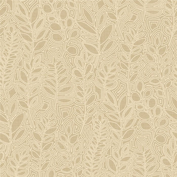 Papel pintado lino beige con hojas bordadas - Casamance Palmadora 76680202