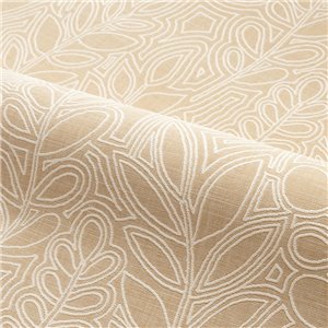 Casamance|Papel pintado lino marrón y rojo con hojas bordadas|Papel Pintado 2
