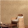 Casamance|Wallpaper linen brown with embroidered leaves|Wallpaper