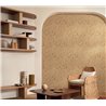 Casamance|Wallpaper linen brown with embroidered leaves|Wallpaper