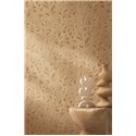 Casamance|Papier peint lin brun avec feuilles brodées|Papier Peint