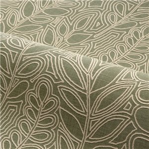 Casamance|Wallpaper linen brown with embroidered leaves|Wallpaper 2